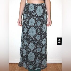 Cato Black and Teal Maxi Skirt